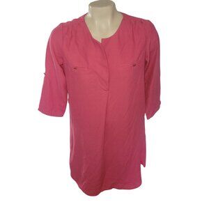 Fig‎ Womens Tunic Top S Pink 3/4 Sleeve Lightweight 100% Polyester
